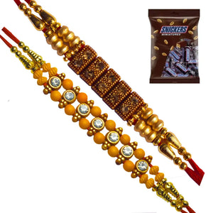 2 Rakhi - American Diamond Rakhis With Chocolate Box