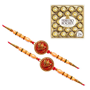 2 Rakhi - Ganesha Rakhis With Chocolate Box