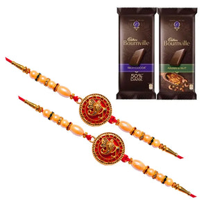 2 Rakhi - Ganesha Rakhis With Chocolate Box