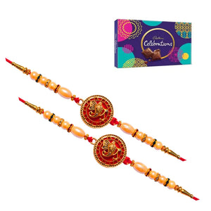 2 Rakhi - Ganesha Rakhis With Chocolate Box