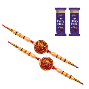 2 Rakhi - Ganesha Rakhis With Chocolate Box