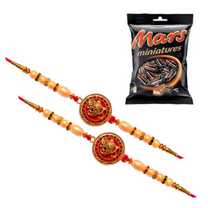 2 Rakhi - Ganesha Rakhis With Chocolate Box