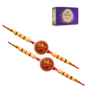 2 Rakhi - Ganesha Rakhis With Chocolate Box