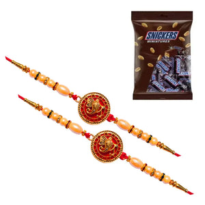 2 Rakhi - Ganesha Rakhis With Chocolate Box