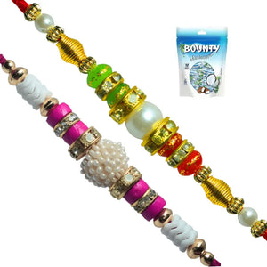 2 Rakhi - Pearls Rakhis with Chocolate Box