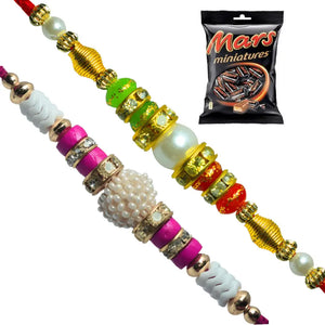 2 Rakhi - Pearls Rakhis with Chocolate Box