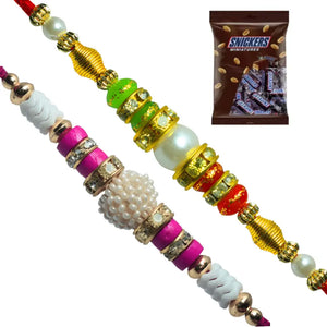 2 Rakhi - Pearls Rakhis with Chocolate Box