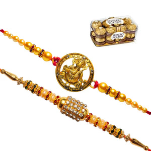 2 Rakhi - Premium Handcrafted Rakhi With Chocolate Box