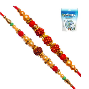 2 Rakhi - Rudraksh Rakhi Set With Chocolate Box