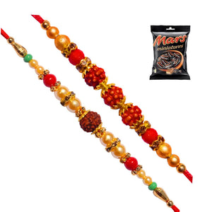 2 Rakhi - Rudraksh Rakhi Set With Chocolate Box