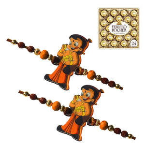 2 Rakhi - Stylish Chhota Bheem Kids Rakhi With Chocolate Box