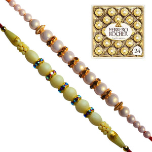 2 Rakhi - Exclusive Pearl Rakhi Set With Chocolate Packs