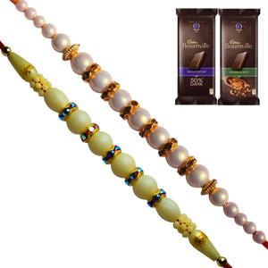 2 Rakhi - Exclusive Pearl Rakhi Set With Chocolate Packs