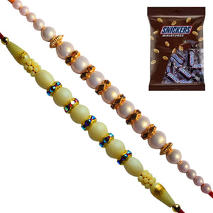 2 Rakhi - Exclusive Pearl Rakhi Set With Chocolate Packs