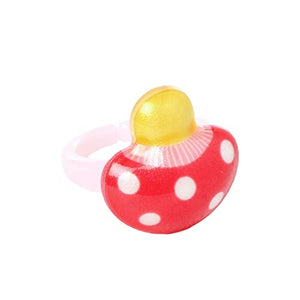 Girls Acrylic Resin Applique Ring in Red Color