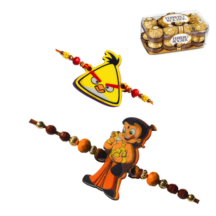 2 Rakhi - Kid Rakhi Set With Chocolates or Indian Sweets