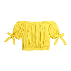 Girls Cotton Floral Print Top And Pant Set In Yellow Color