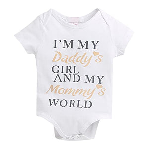Girls White Text Print Onesie And Skirt Set with Headband