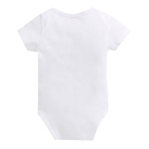 Girls White Text Print Onesie And Skirt Set with Headband