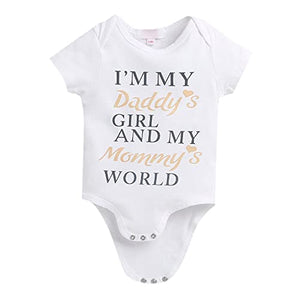 Girls White Text Print Onesie And Skirt Set with Headband
