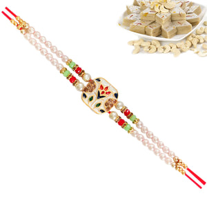 1 Rakhi - Fancy Rakhi With Kaju Katli or Ferrero Rocher Chocolate