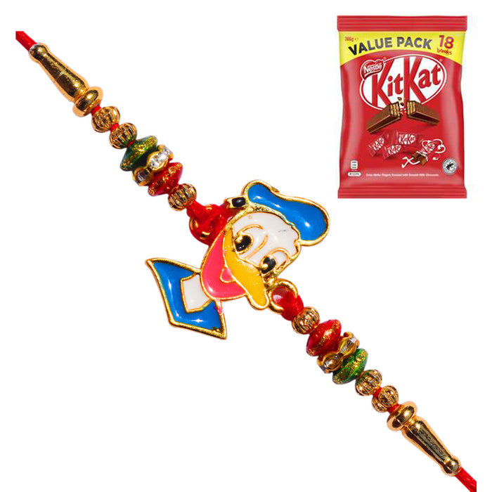 1 Rakhi - Donald Duck Rakhi With Kitkat Chocolate