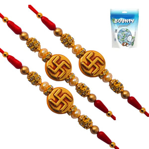 3 Rakhi - Swastik Rakhi Set With Chocolates