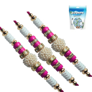 3 Rakhi - Pearls Rakhi Set With Chocolate