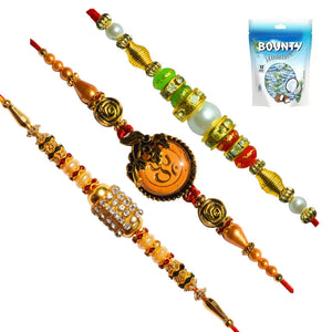 3 Rakhi - Beautiful Fancy Rakhis with Chocolate Box