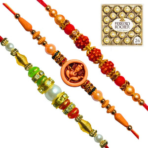 3 Rakhi - Beautiful Handicraft Rakhi With Chocolate Box