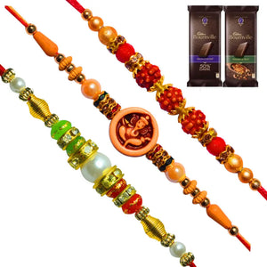 3 Rakhi - Beautiful Handicraft Rakhi With Chocolate Box