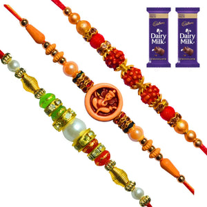 3 Rakhi - Beautiful Handicraft Rakhi With Chocolate Box