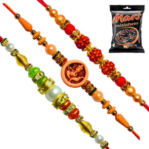 3 Rakhi - Beautiful Handicraft Rakhi With Chocolate Box