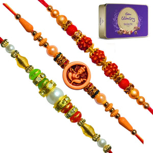 3 Rakhi - Beautiful Handicraft Rakhi With Chocolate Box
