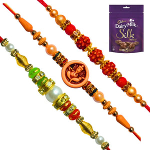 3 Rakhi - Beautiful Handicraft Rakhi With Chocolate Box