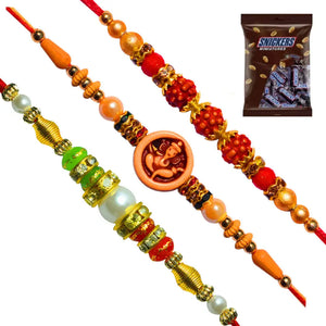 3 Rakhi - Beautiful Handicraft Rakhi With Chocolate Box
