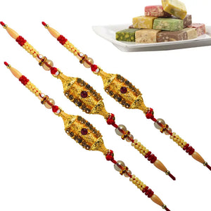 3 Rakhi - Exclusive Fancy Rakhi With Indian Sweet