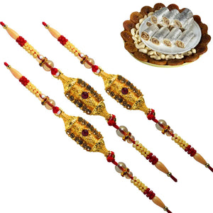 3 Rakhi - Exclusive Fancy Rakhi With Indian Sweet