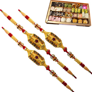 3 Rakhi - Exclusive Fancy Rakhi With Indian Sweet
