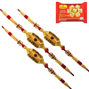 3 Rakhi - Exclusive Fancy Rakhi With Indian Sweet