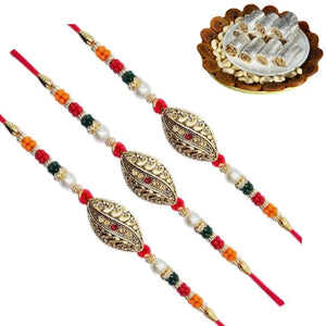3 Rakhi - Fancy Rakhi Set With Kaju Mix Sweet