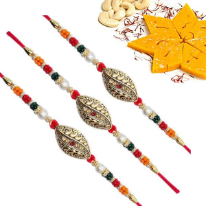 3 Rakhi - Fancy Rakhi Set With Kaju Mix Sweet