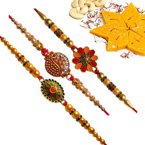 3 Rakhi - Beautiful Fancy Rakhi With Indian Sweets