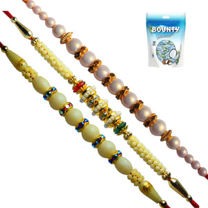 3 Rakhi - Pearl Rakhi Set With Chocolates Box