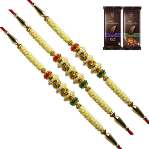 3 Rakhi - Pearl Rakhi Set With Chocolate Box