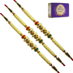 3 Rakhi - Pearl Rakhi Set With Chocolate Box