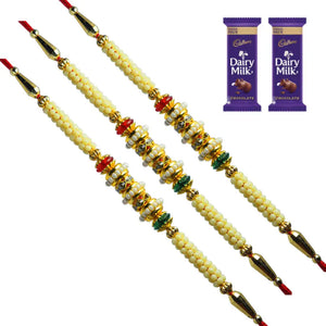 3 Rakhi - Pearl Rakhi Set With Chocolate Box