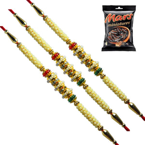 3 Rakhi - Pearl Rakhi Set With Chocolate Box