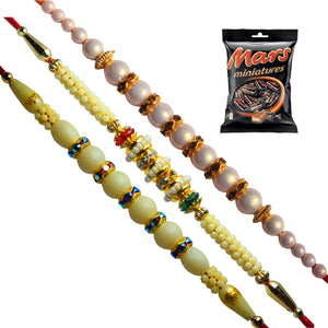 3 Rakhi - Pearl Rakhi Set With Chocolates Box