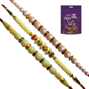 3 Rakhi - Pearl Rakhi Set With Chocolates Box